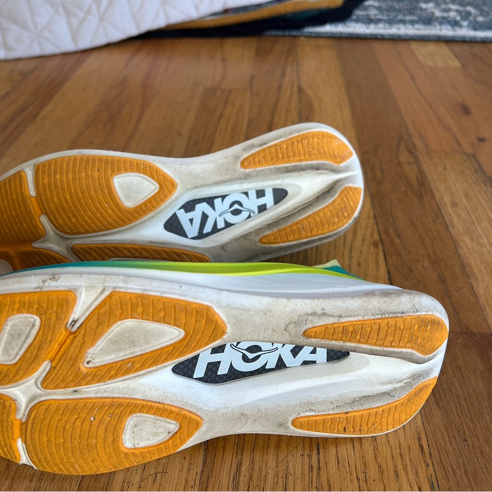 Hoka Teal and Lime Running Shoes - Picture 5 of 6